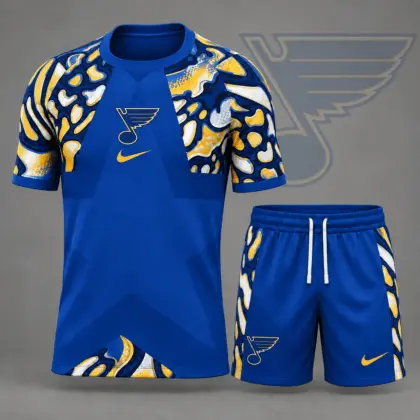 St. Louis Blues | Premium NHL Abstract Camo Star Panel T-Shirt & Shorts Set NDN