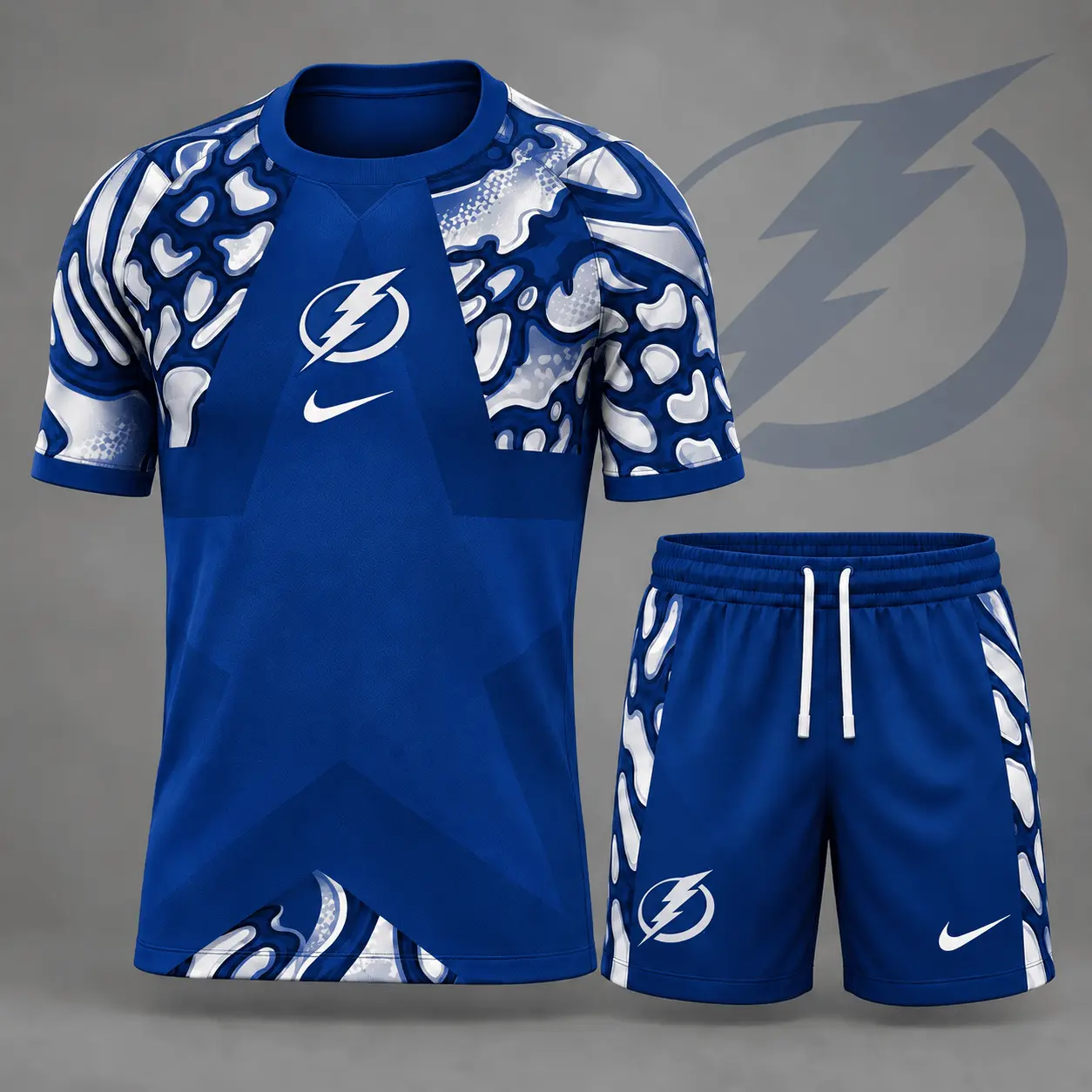 Tampa Bay Lightning | Premium NHL Abstract Camo Star Panel T-Shirt & Shorts Set NDN
