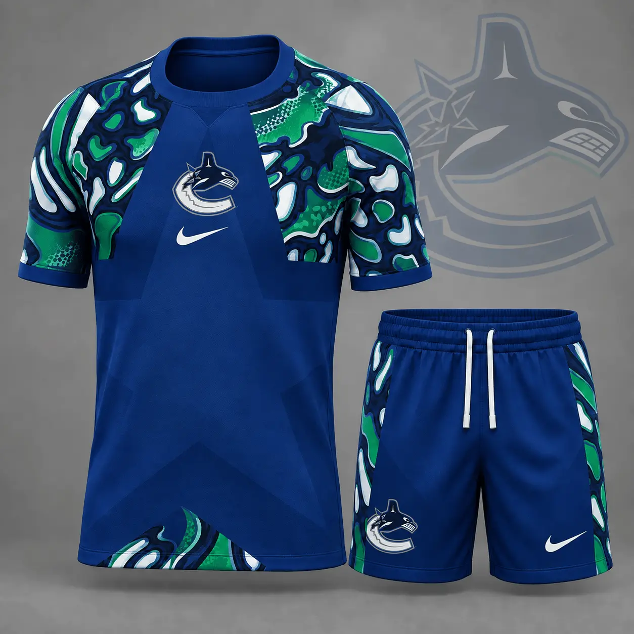 Vancouver Canucks | Premium NHL Abstract Camo Star Panel T-Shirt & Shorts Set NDN
