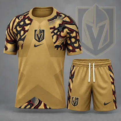 Vegas Golden Knights | Premium NHL Abstract Camo Star Panel T-Shirt & Shorts Set NDN