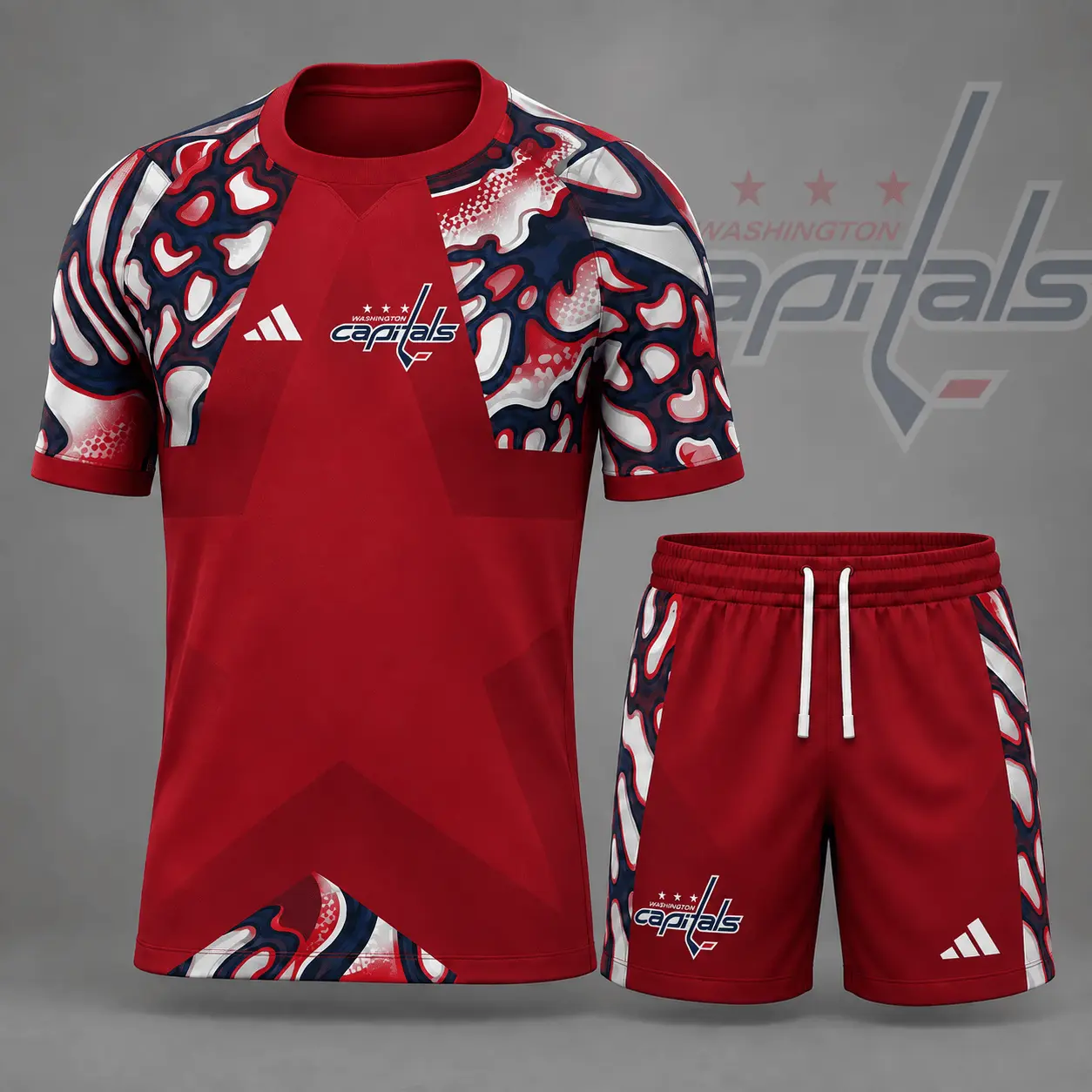 Washington Capitals | Premium NHL Abstract Camo Star Panel T-Shirt & Shorts Set NDN