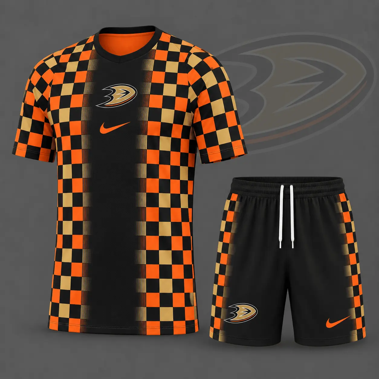 Anaheim Ducks | Premium NHL Checkerboard Fusion T-Shirt & Shorts Set NDN