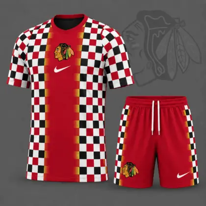 Chicago Blackhawks | Premium NHL Checkerboard Fusion T-Shirt & Shorts Set NDN