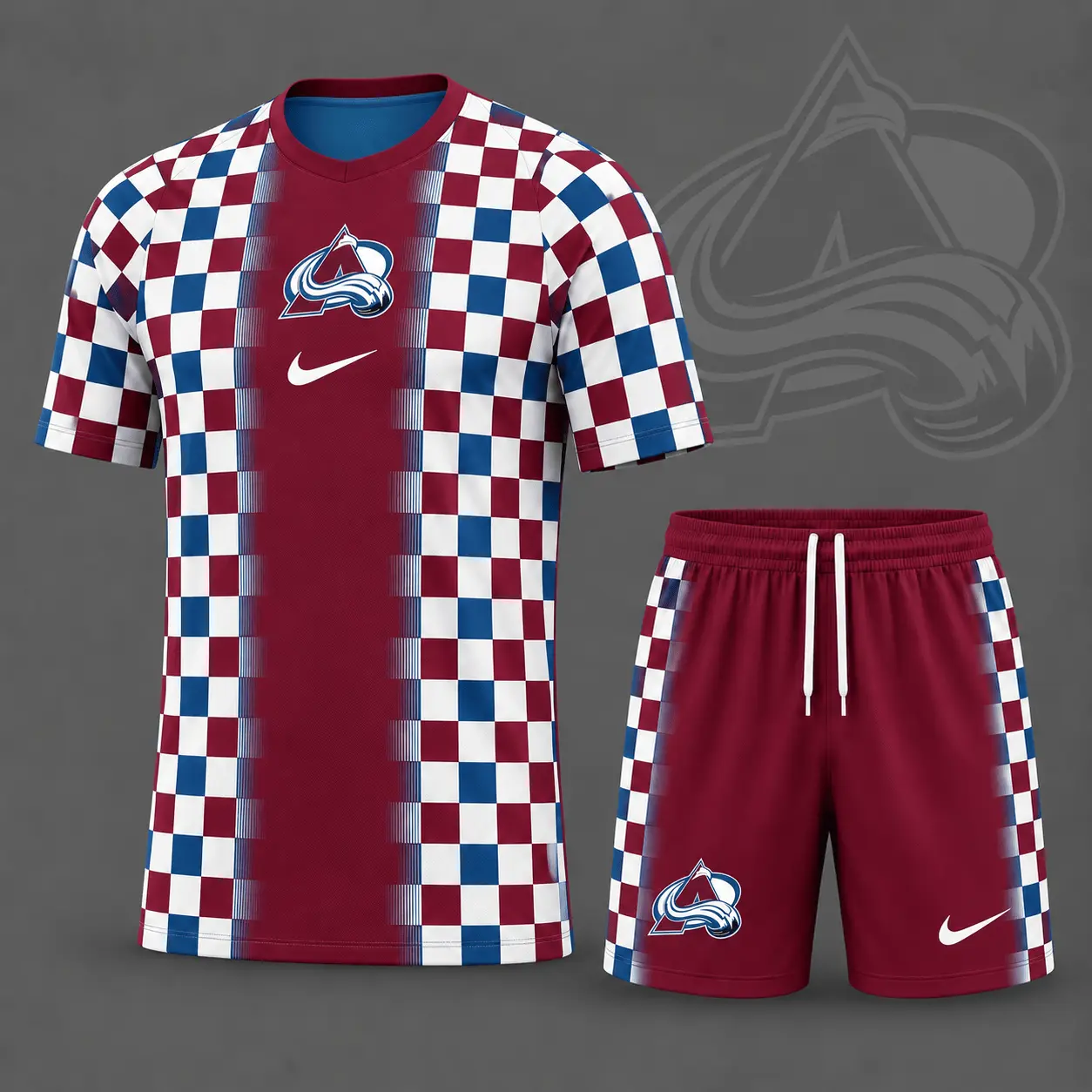 Colorado Avalanche | Premium NHL Checkerboard Fusion T-Shirt & Shorts Set NDN