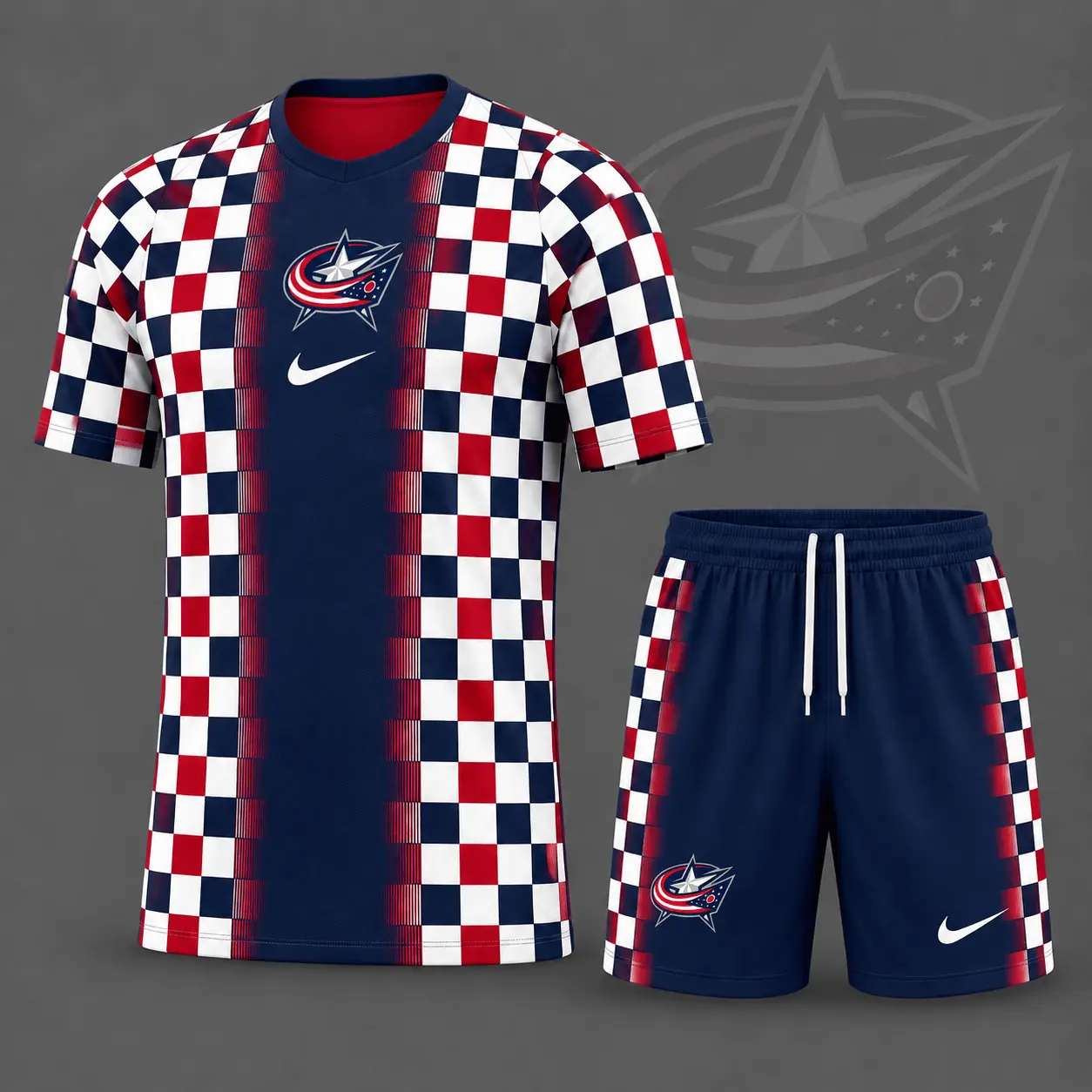 Columbus Blue Jackets | Premium NHL Checkerboard Fusion T-Shirt & Shorts Set NDN