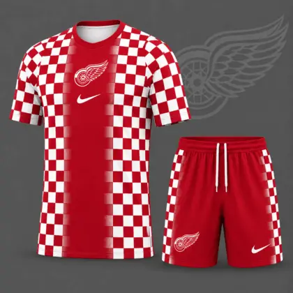 Detroit Red Wings | Premium NHL Checkerboard Fusion T-Shirt & Shorts Set NDN