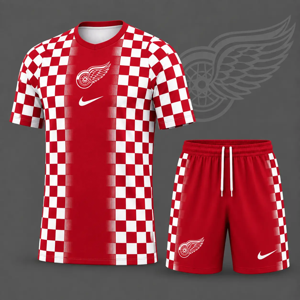 Detroit Red Wings | Premium NHL Checkerboard Fusion T-Shirt & Shorts Set NDN