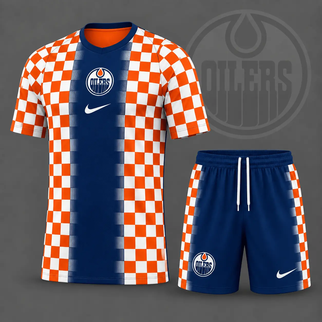 Edmonton Oilers | Premium NHL Checkerboard Fusion T-Shirt & Shorts Set NDN