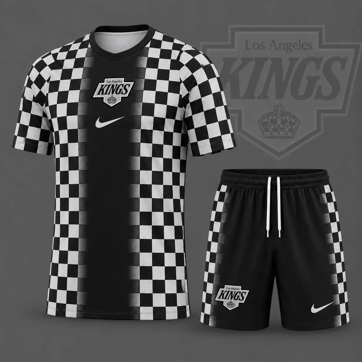 Los Angeles Kings | Premium NHL Checkerboard Fusion T-Shirt & Shorts Set NDN