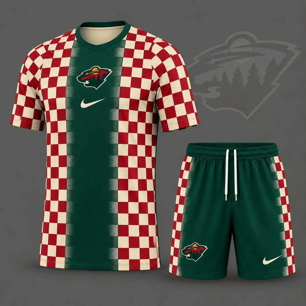 Minnesota Wild | Premium NHL Checkerboard Fusion T-Shirt & Shorts Set NDN