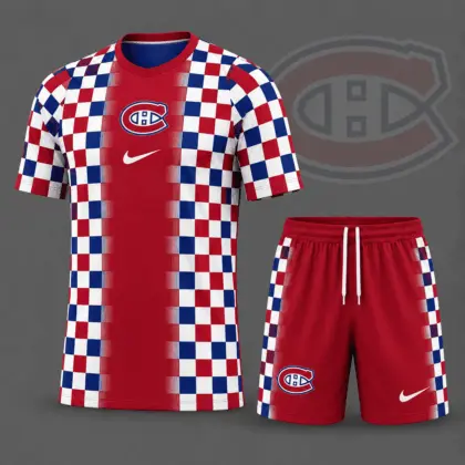 Montreal Canadiens | Premium NHL Checkerboard Fusion T-Shirt & Shorts Set NDN