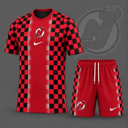 New Jersey Devils | Premium NHL Checkerboard Fusion T-Shirt & Shorts Set NDN