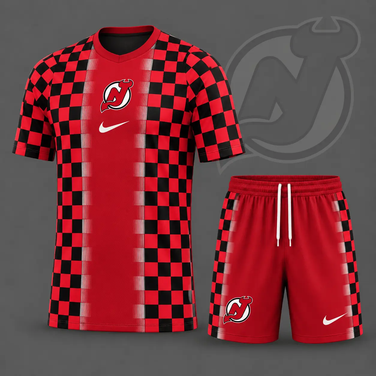 New Jersey Devils | Premium NHL Checkerboard Fusion T-Shirt & Shorts Set NDN