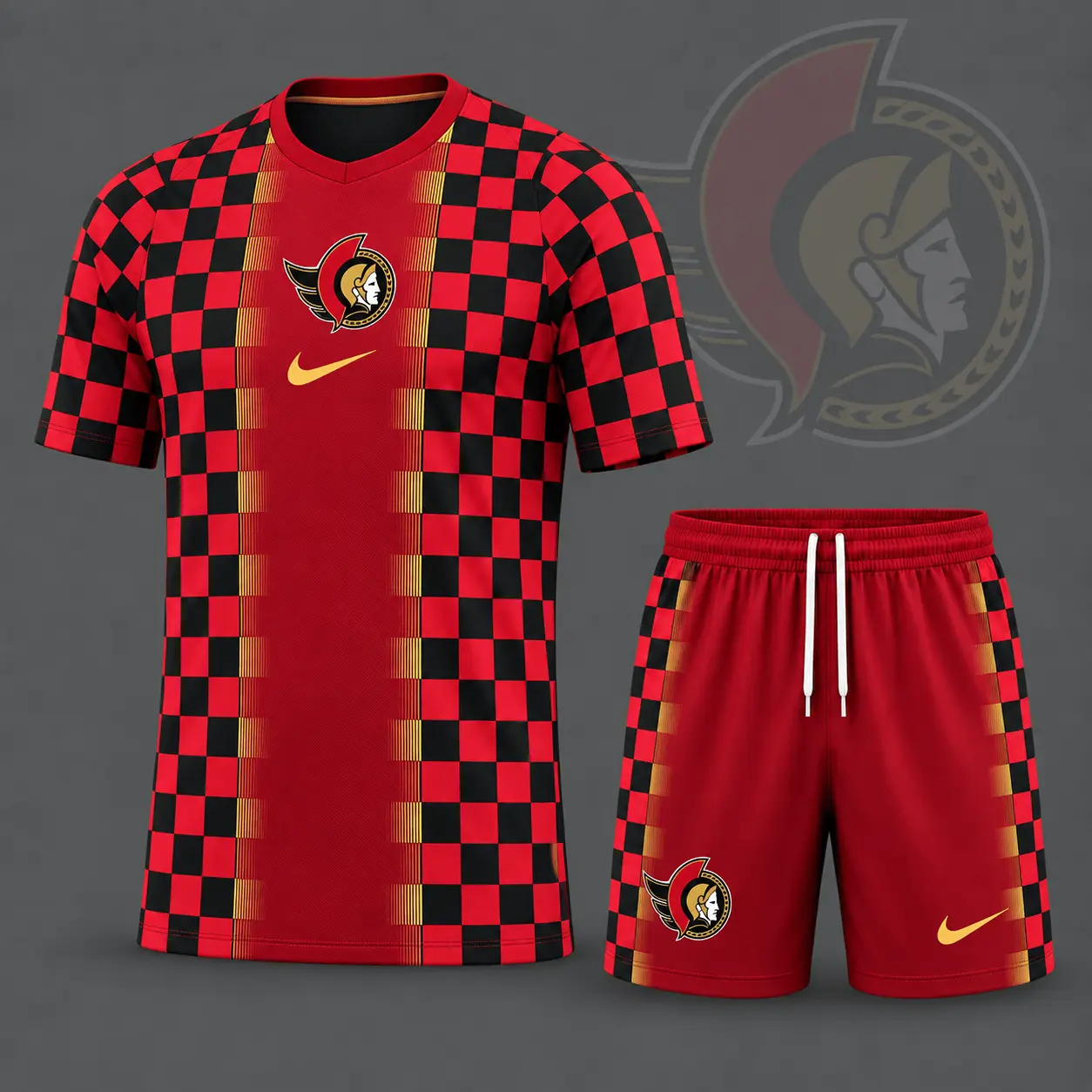 Ottawa Senators | Premium NHL Checkerboard Fusion T-Shirt & Shorts Set NDN