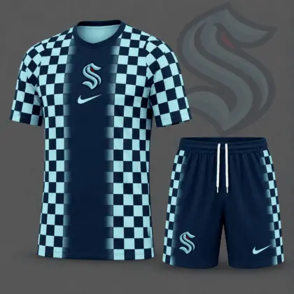 Seattle Kraken | Premium NHL Checkerboard Fusion T-Shirt & Shorts Set NDN