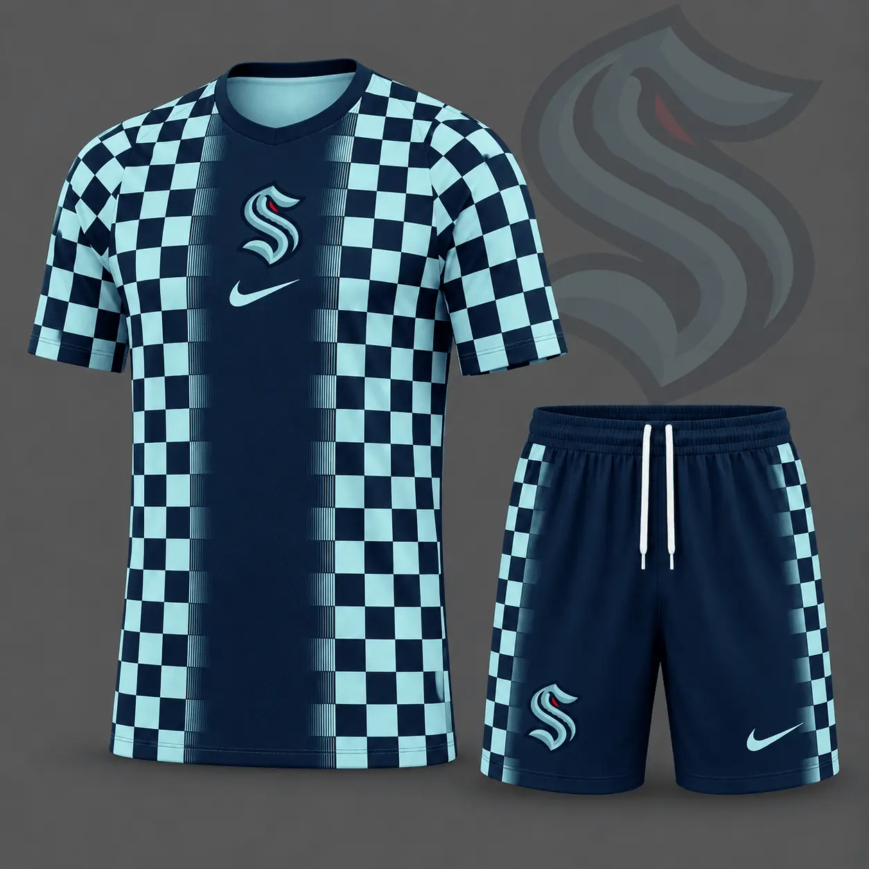 Seattle Kraken | Premium NHL Checkerboard Fusion T-Shirt & Shorts Set NDN