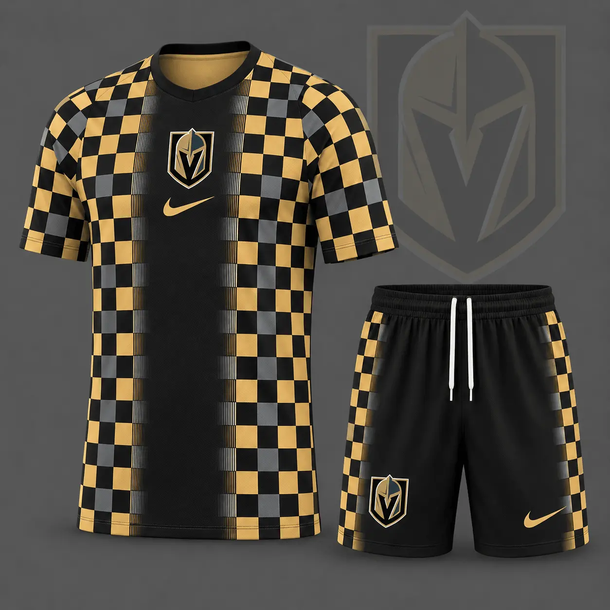Vegas Golden Knights | Premium NHL Checkerboard Fusion T-Shirt & Shorts Set NDN