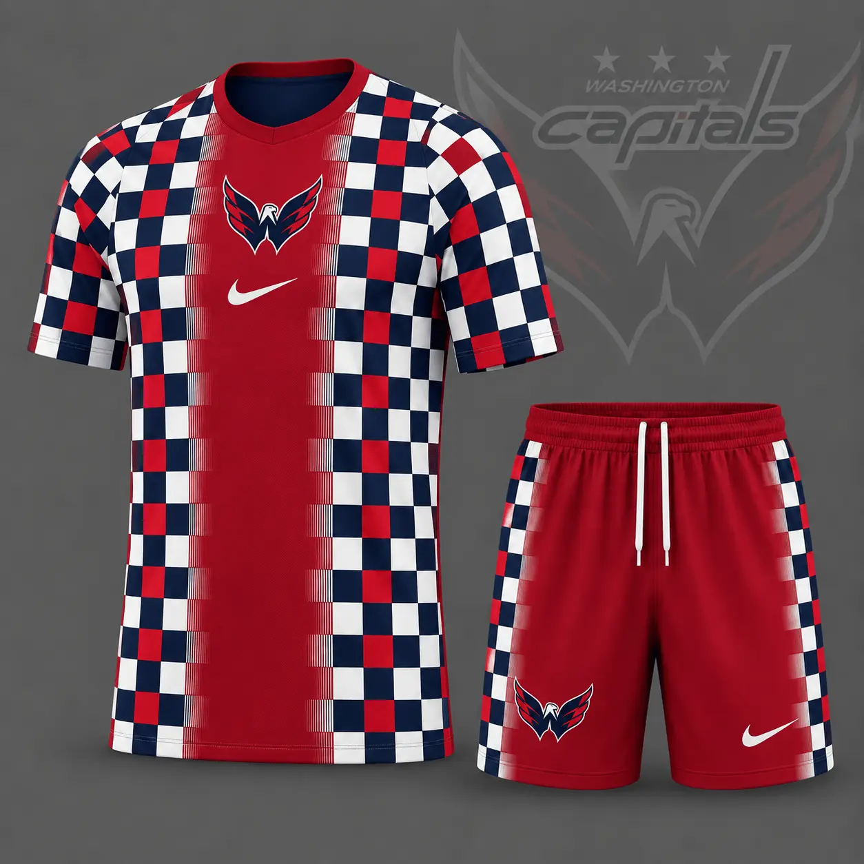 Washington Capitals | Premium NHL Checkerboard Fusion T-Shirt & Shorts Set NDN