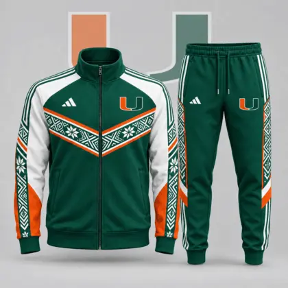 Miami Hurricanes | Premium NCAA Nordic Heritage Full Zip Jacket And Jogger Set NDN