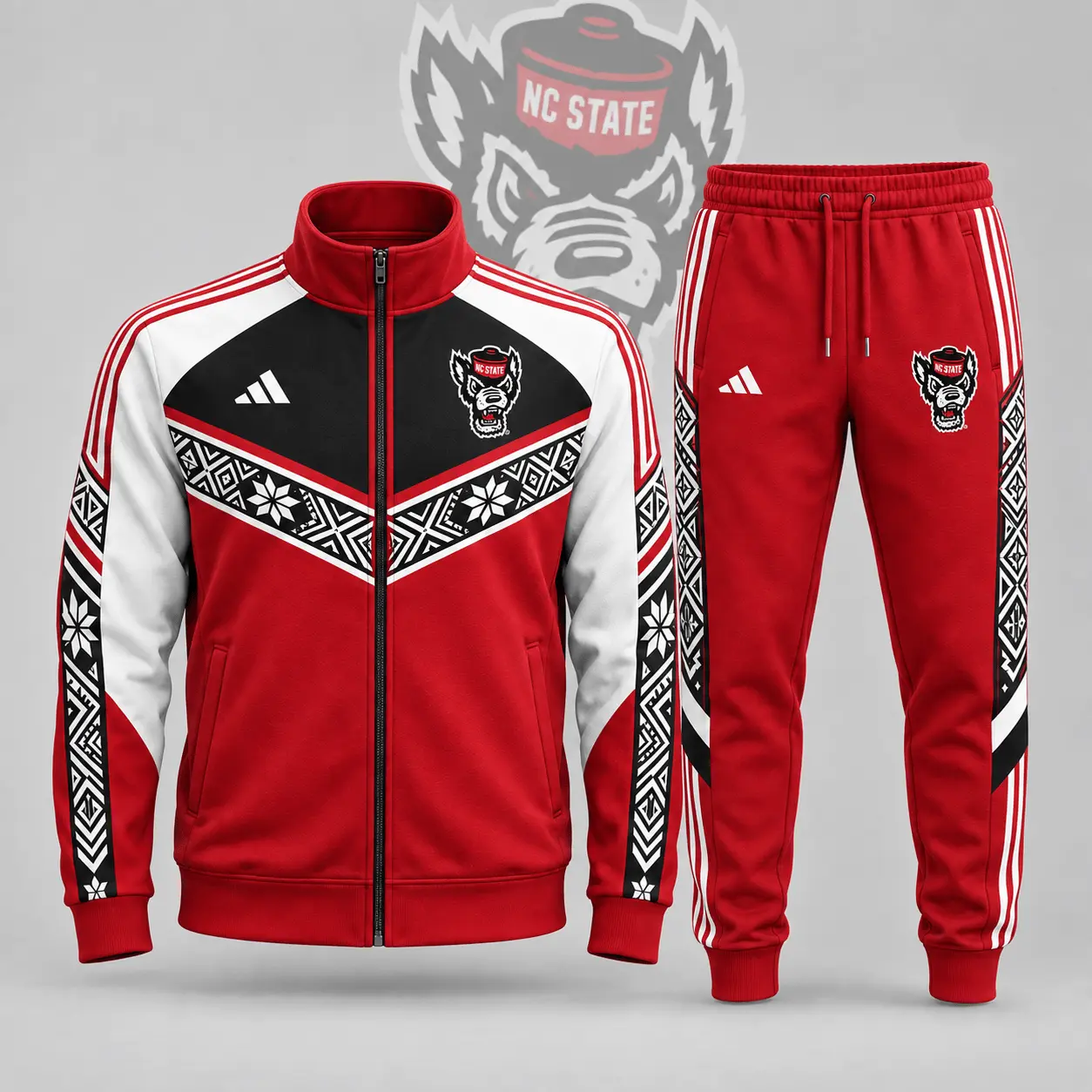 Nc State Wolfpack | Premium NCAA Nordic Heritage Full Zip Jacket And Jogger Set NDN