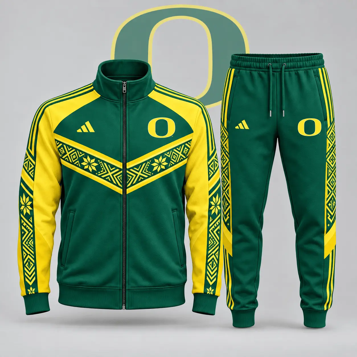 Oregon Ducks | Premium NCAA Nordic Heritage Full Zip Jacket And Jogger Set NDN