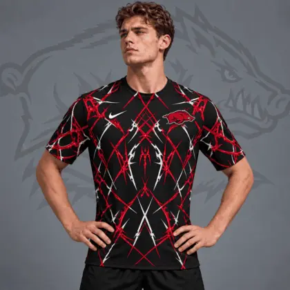 Arkansas Razorbacks | Premium NCAA Razor Web Performance Crewneck T-Shirt NDN