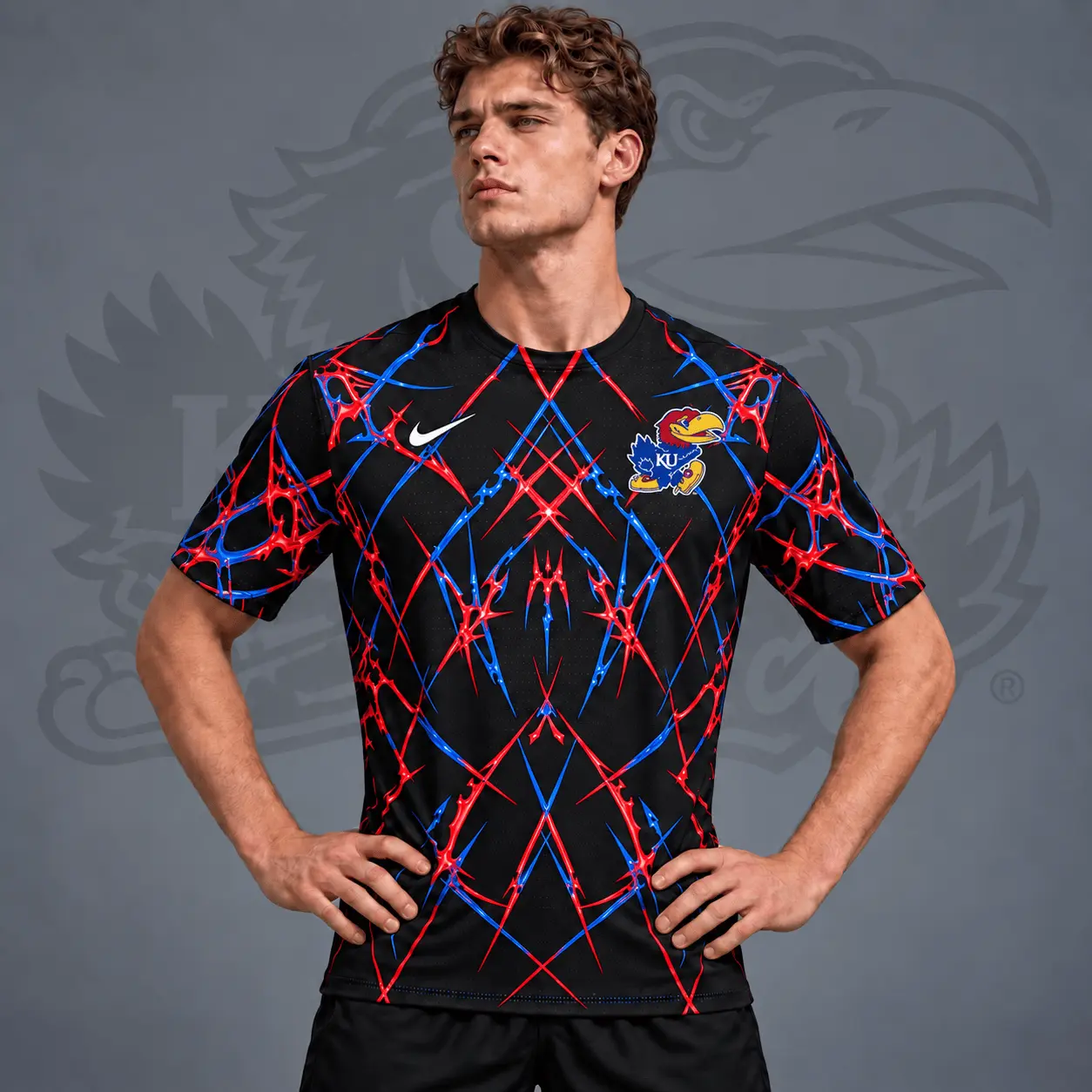Kansas Jayhawks | Premium NCAA Razor Web Performance Crewneck T-Shirt NDN