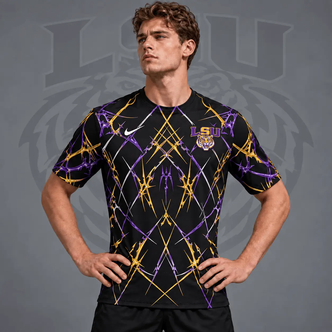 Lsu Tigers | Premium NCAA Razor Web Performance Crewneck T-Shirt NDN