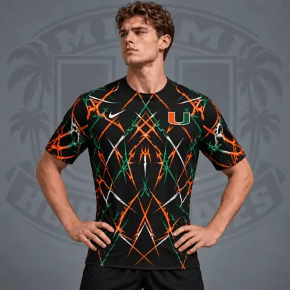 Miami Hurricanes | Premium NCAA Razor Web Performance Crewneck T-Shirt NDN