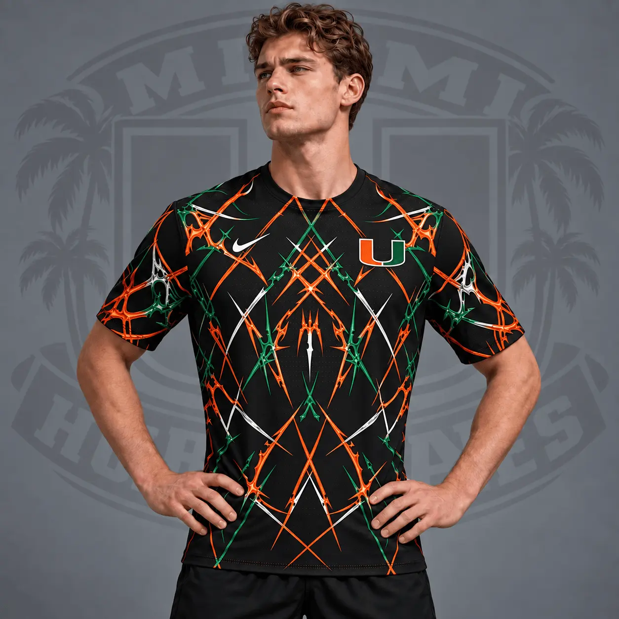 Miami Hurricanes | Premium NCAA Razor Web Performance Crewneck T-Shirt NDN
