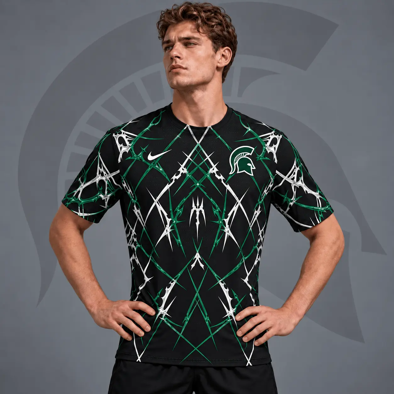 Michigan State Spartans | Premium NCAA Razor Web Performance Crewneck T-Shirt NDN