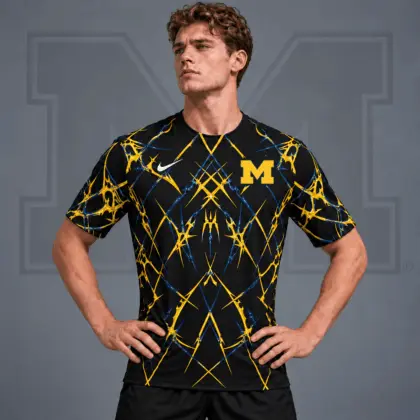 Michigan Wolverines | Premium NCAA Razor Web Performance Crewneck T-Shirt NDN