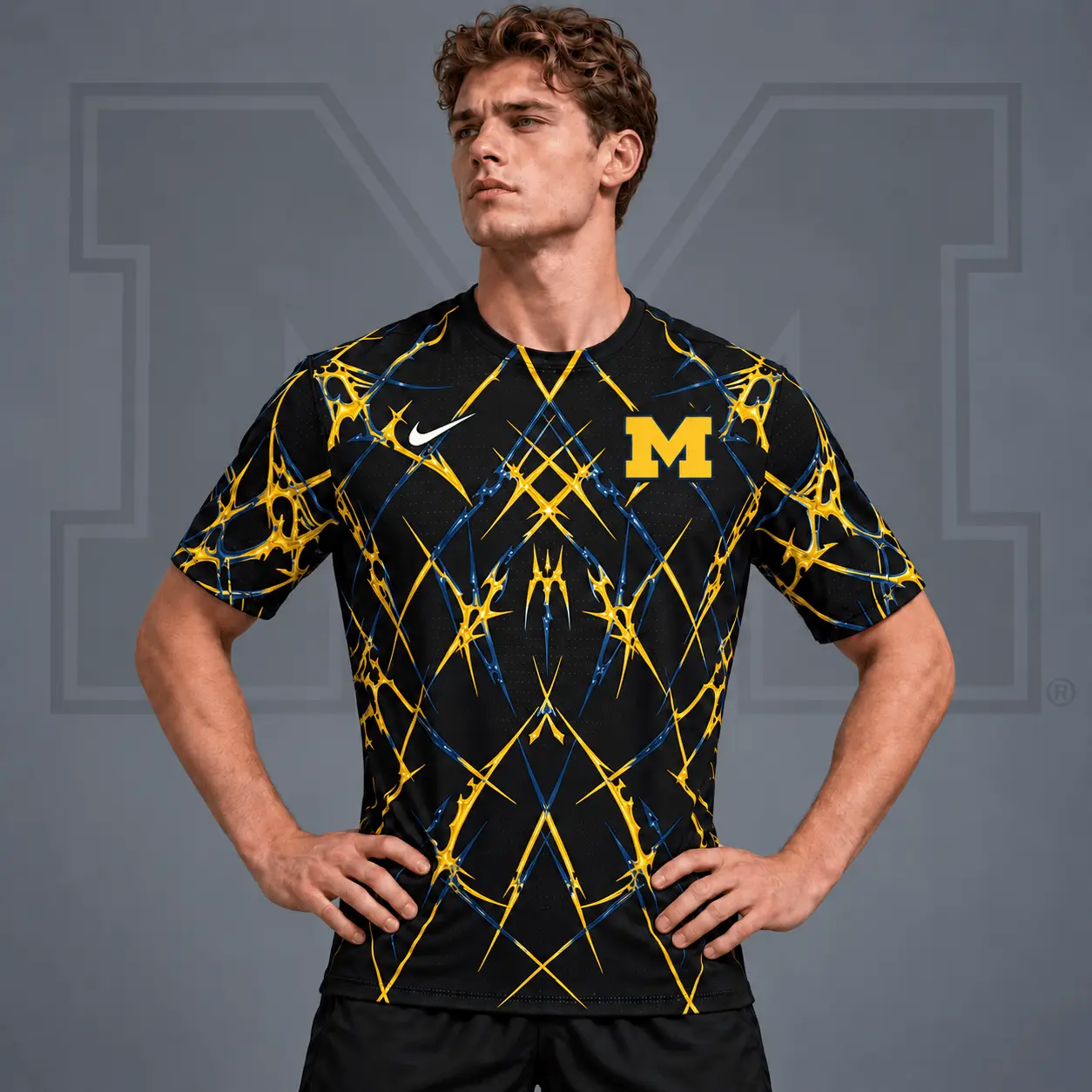 Michigan Wolverines | Premium NCAA Razor Web Performance Crewneck T-Shirt NDN