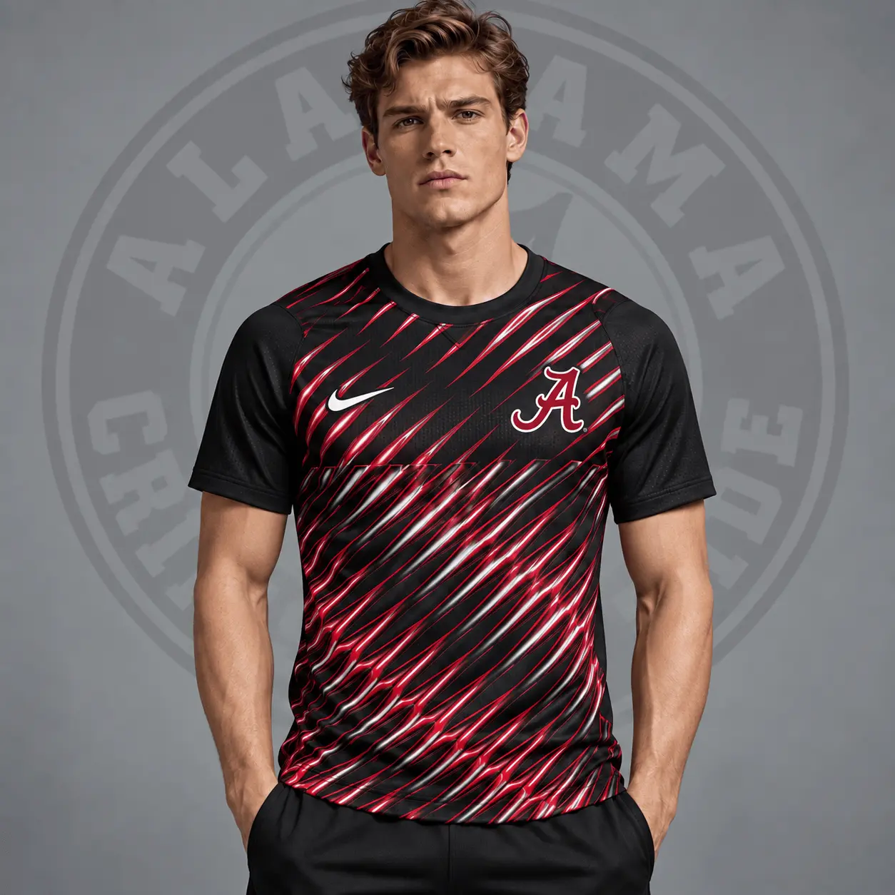 Alabama Crimson Tide | Premium NCAA Velocity Slash Performance Crewneck T-Shirt NDN