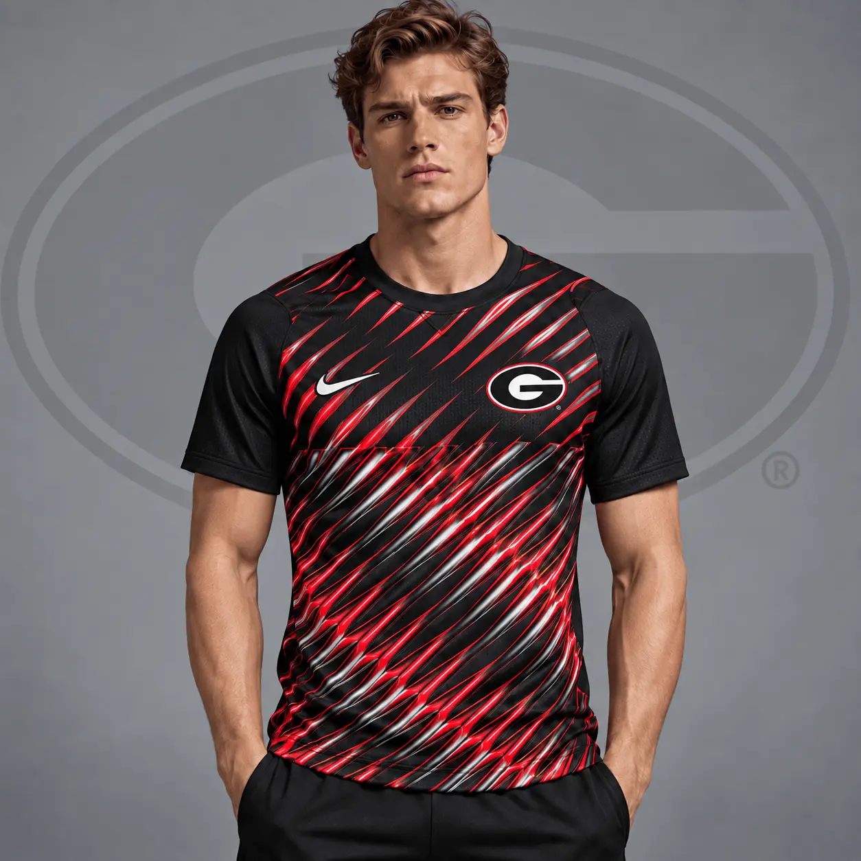 Georgia Bulldogs | Premium NCAA Velocity Slash Performance Crewneck T-Shirt NDN