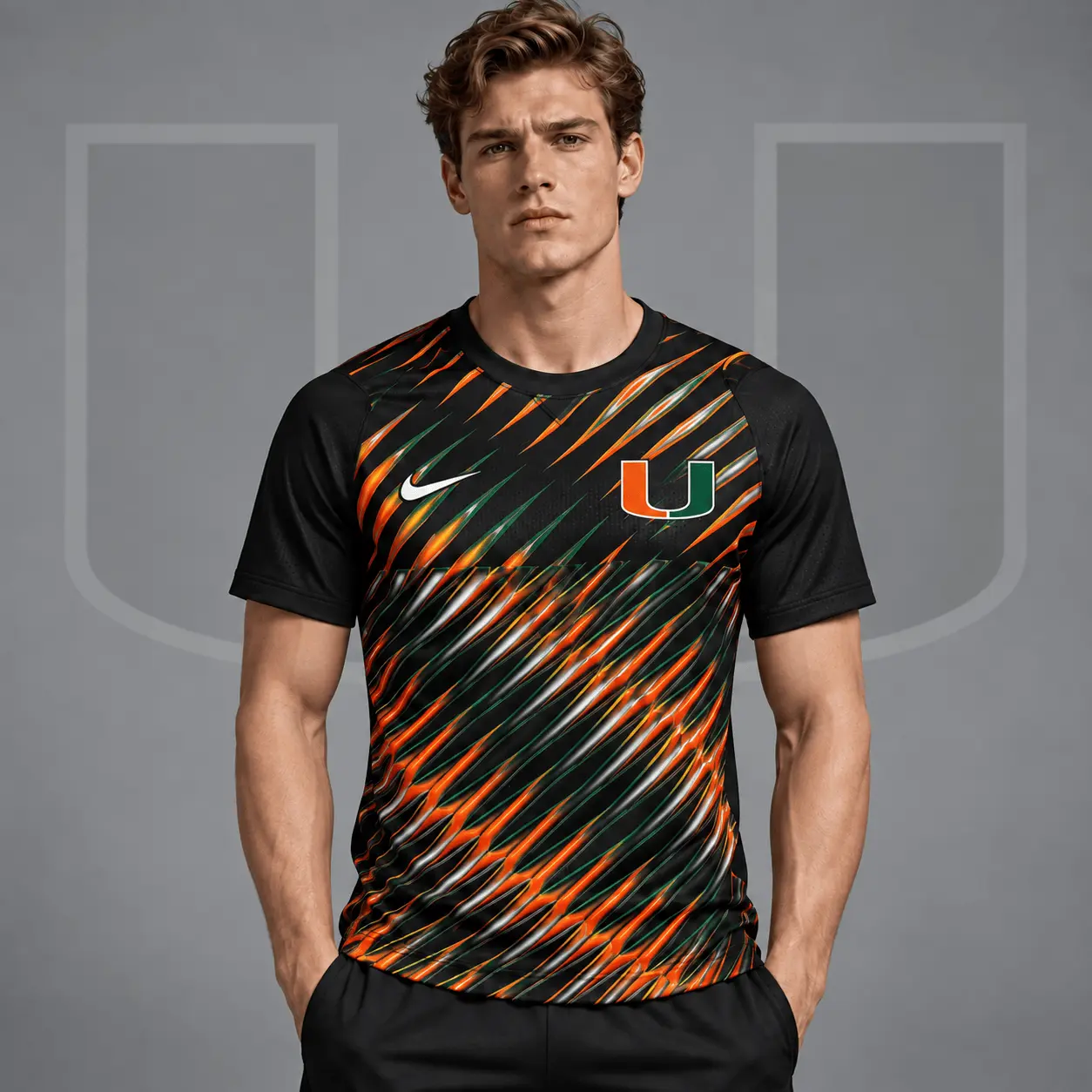 Miami Hurricanes | Premium NCAA Velocity Slash Performance Crewneck T-Shirt NDN