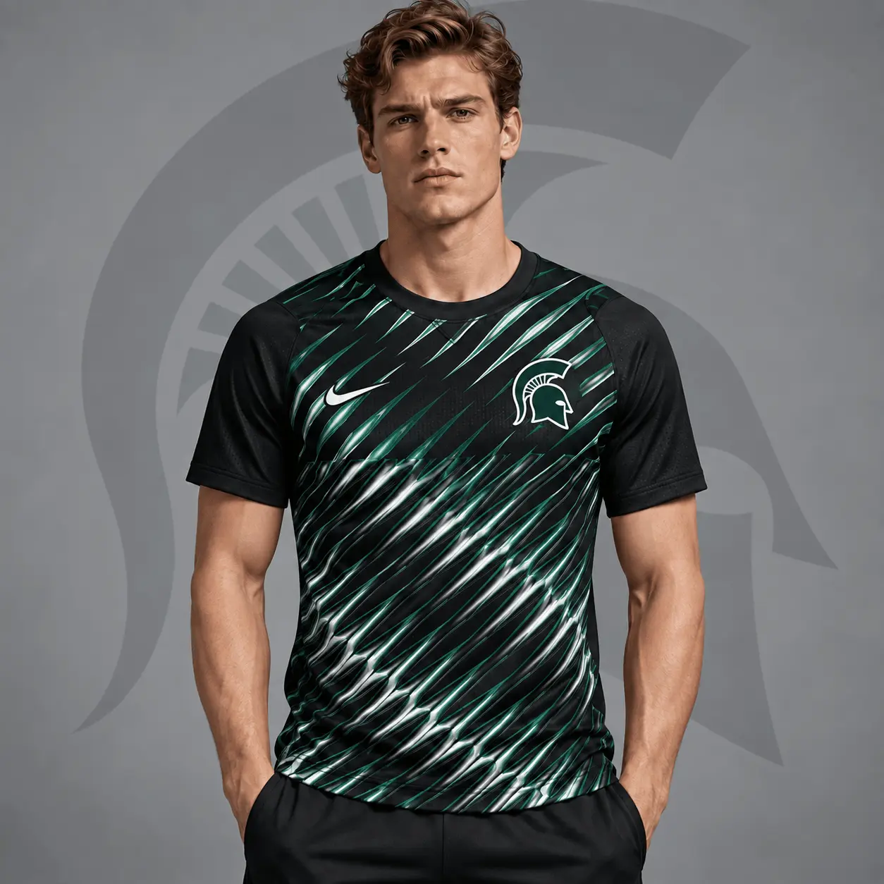 Michigan State Spartans | Premium NCAA Velocity Slash Performance Crewneck T-Shirt NDN