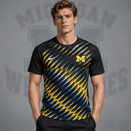 Michigan Wolverines | Premium NCAA Velocity Slash Performance Crewneck T-Shirt NDN