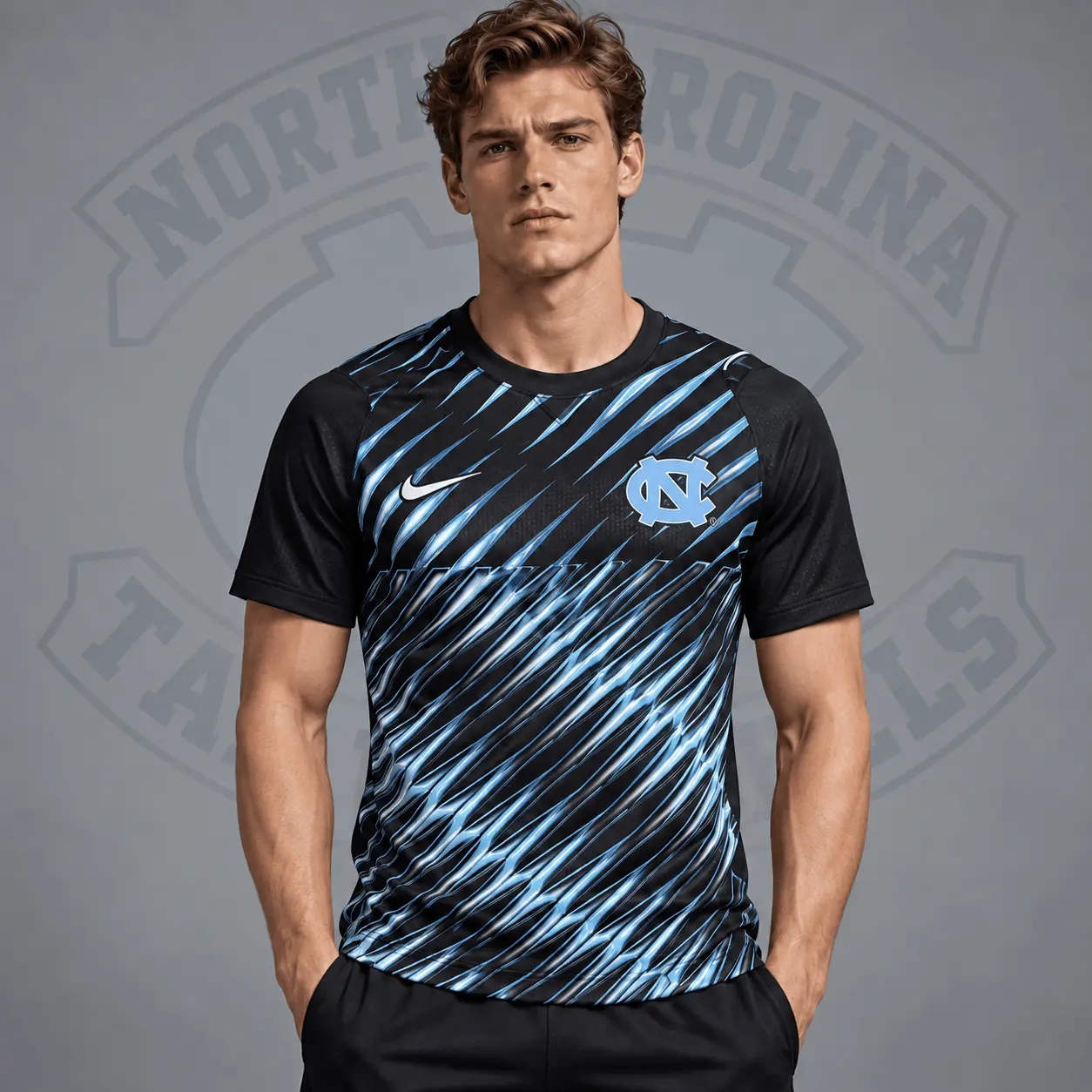 North Carolina Tar Heels | Premium NCAA Velocity Slash Performance Crewneck T-Shirt NDN