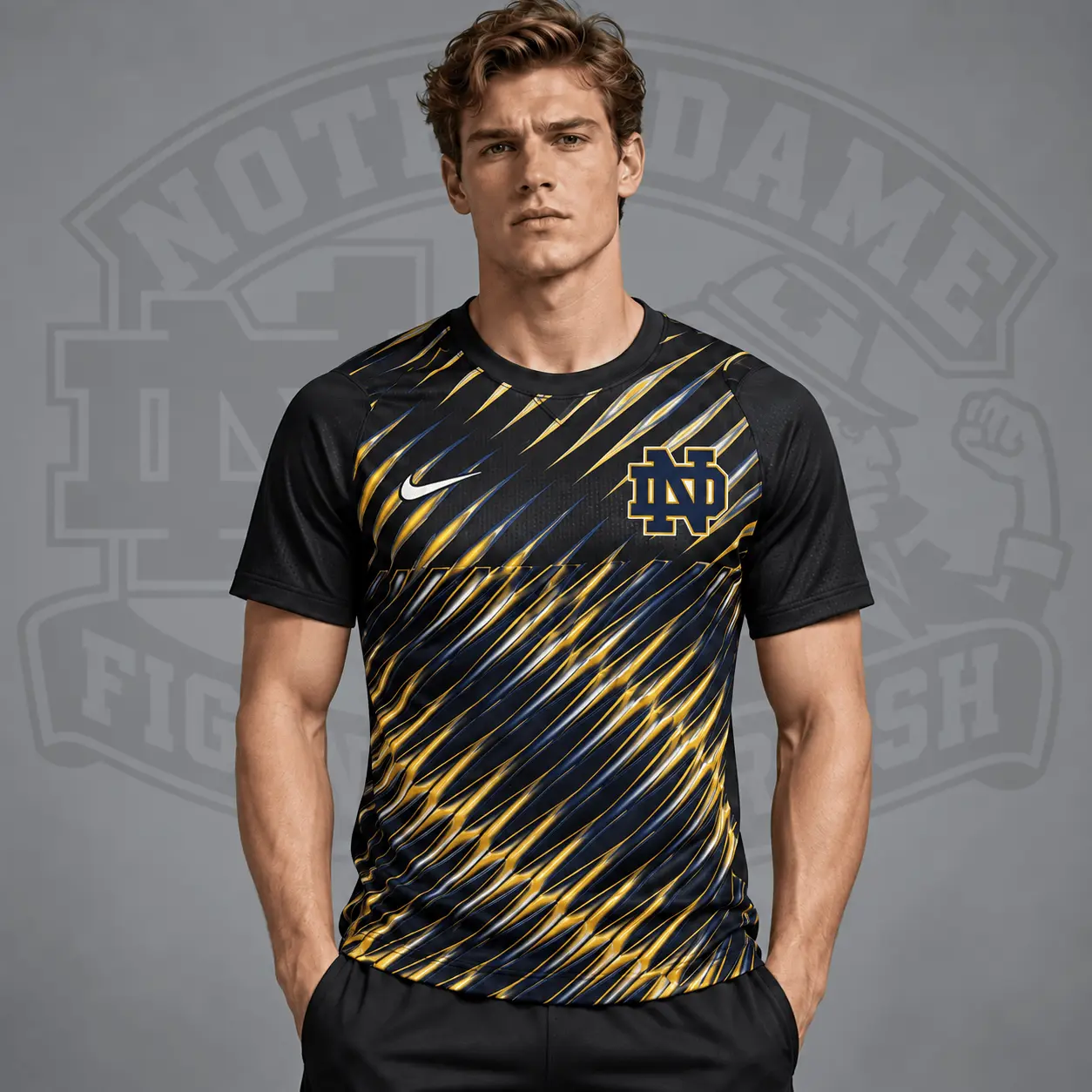 Notre Dame Fighting Irish | Premium NCAA Velocity Slash Performance Crewneck T-Shirt NDN