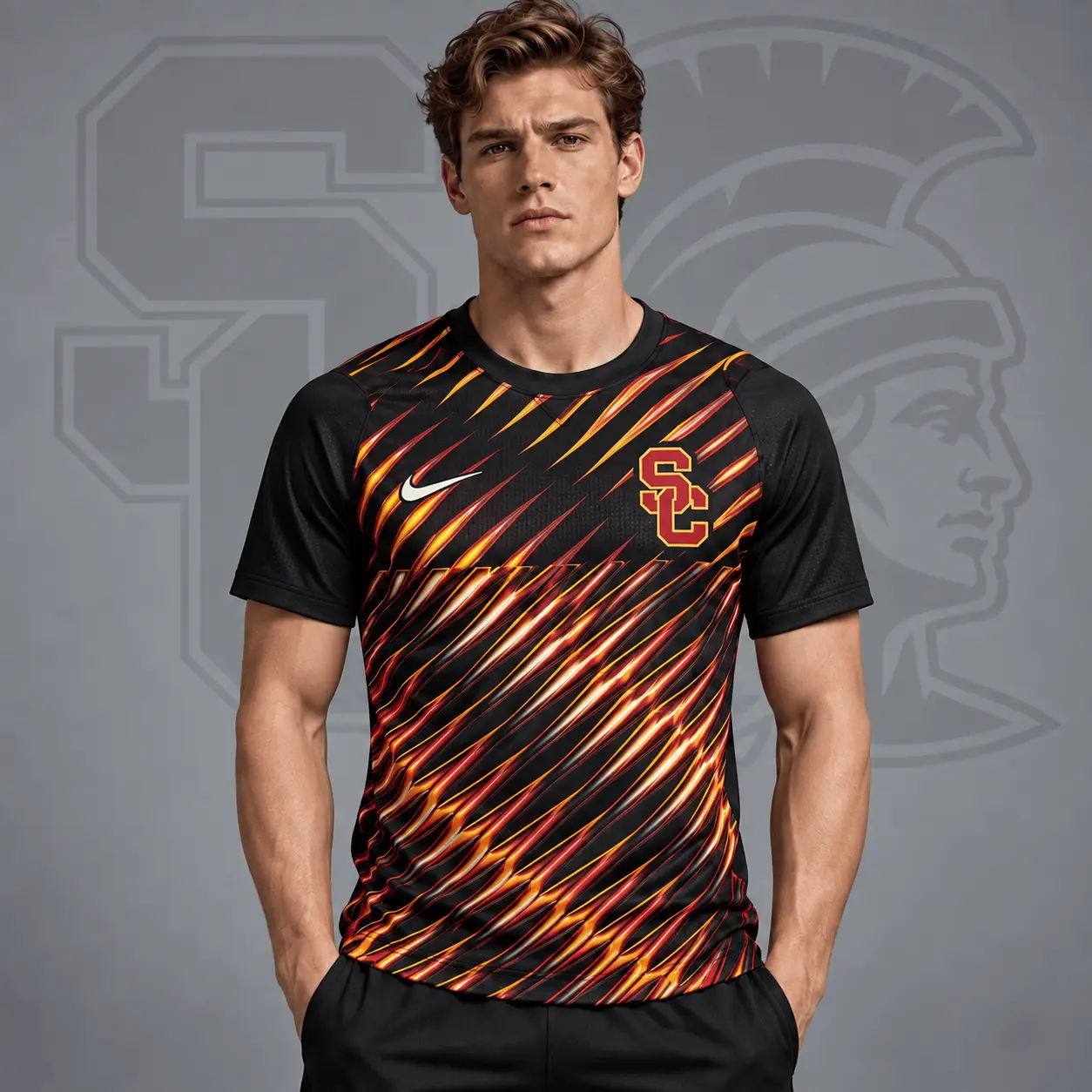 Usc Trojans | Premium NCAA Velocity Slash Performance Crewneck T-Shirt NDN