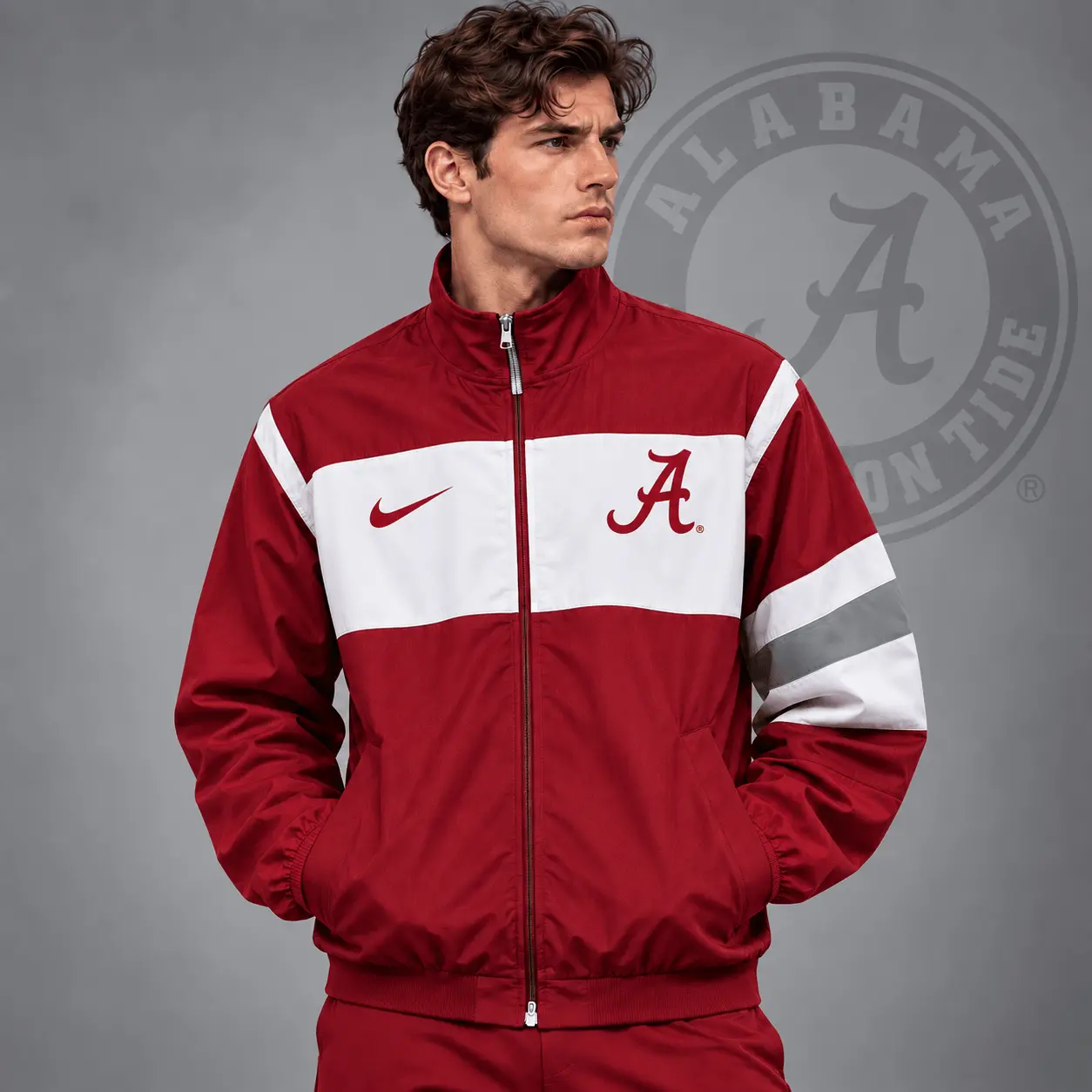 Alabama Crimson Tide | Premium NCAA Classic Sideline Colorblock Full Zip Jacket NDN