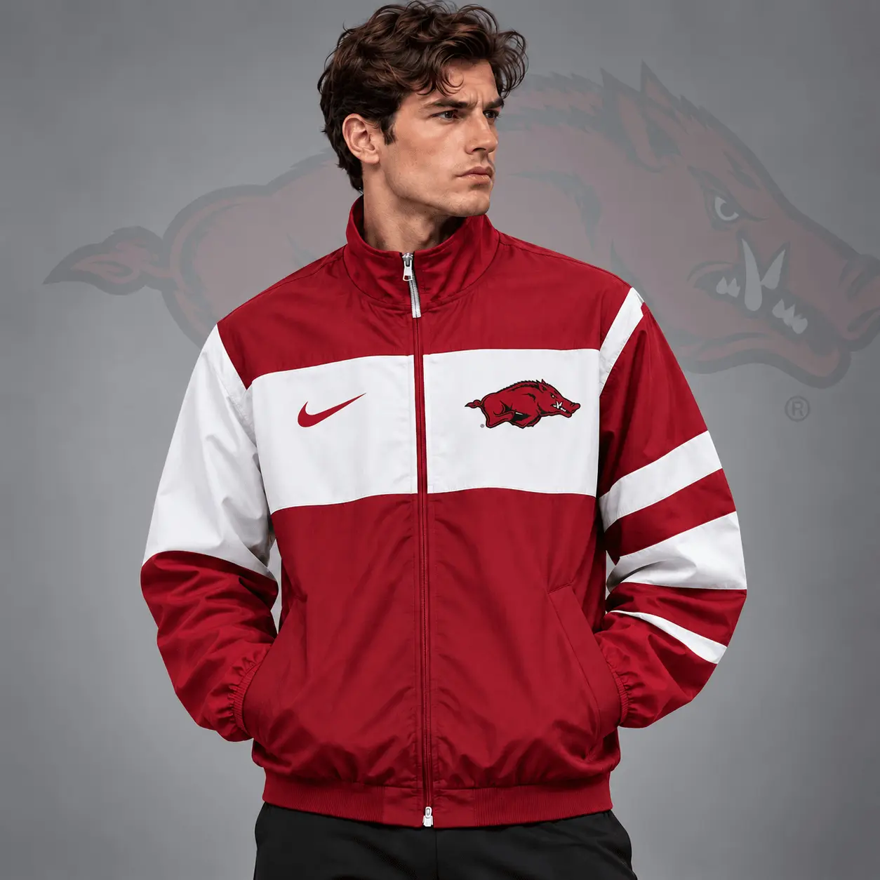 Arkansas Razorbacks | Premium NCAA Classic Sideline Colorblock Full Zip Jacket NDN