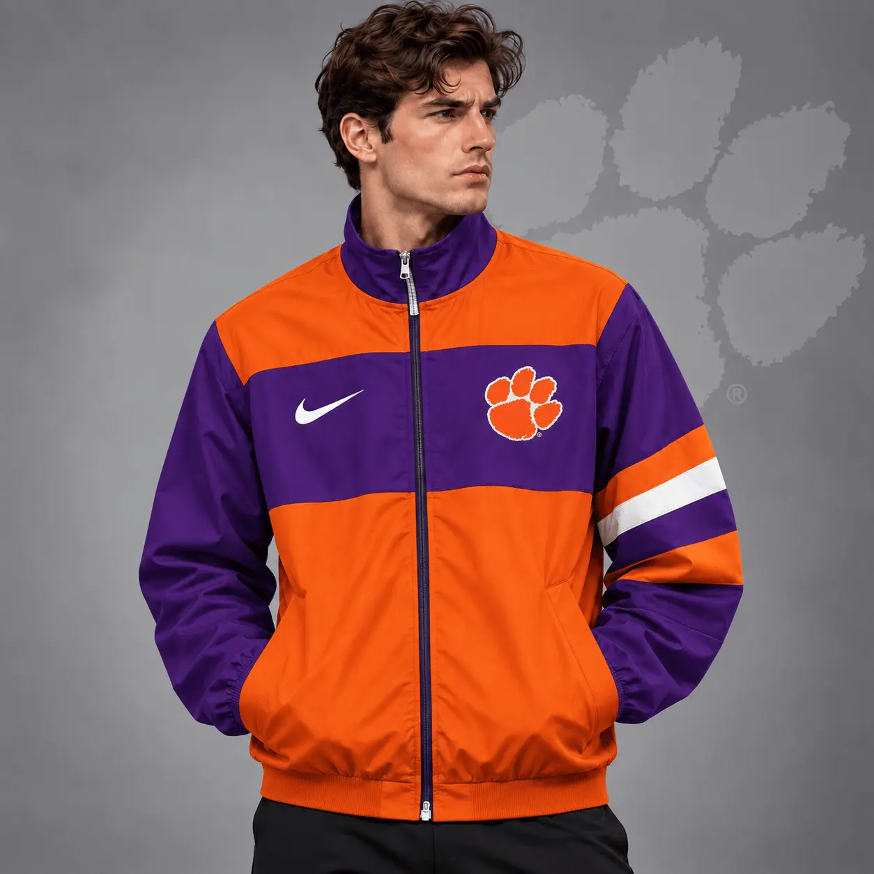 Clemson Tigers | Premium NCAA Classic Sideline Colorblock Full Zip Jacket NDN