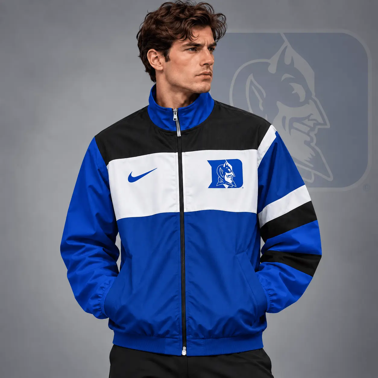 Duke Blue Devils | Premium NCAA Classic Sideline Colorblock Full Zip Jacket NDN