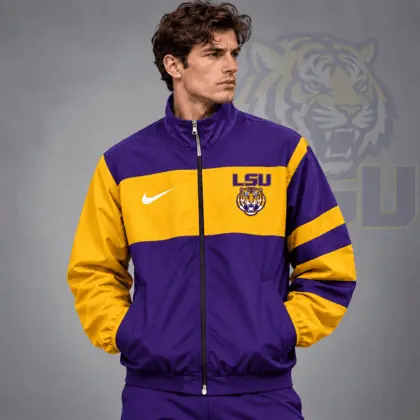 Lsu Tigers | Premium NCAA Classic Sideline Colorblock Full Zip Jacket NDN