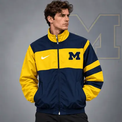 Michigan Wolverines | Premium NCAA Classic Sideline Colorblock Full Zip Jacket NDN