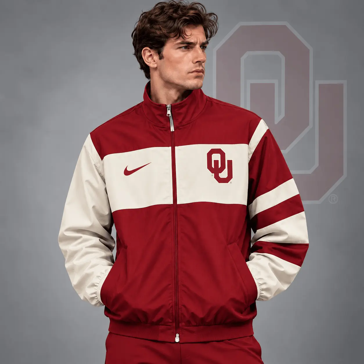 Oklahoma Sooners | Premium NCAA Classic Sideline Colorblock Full Zip Jacket NDN
