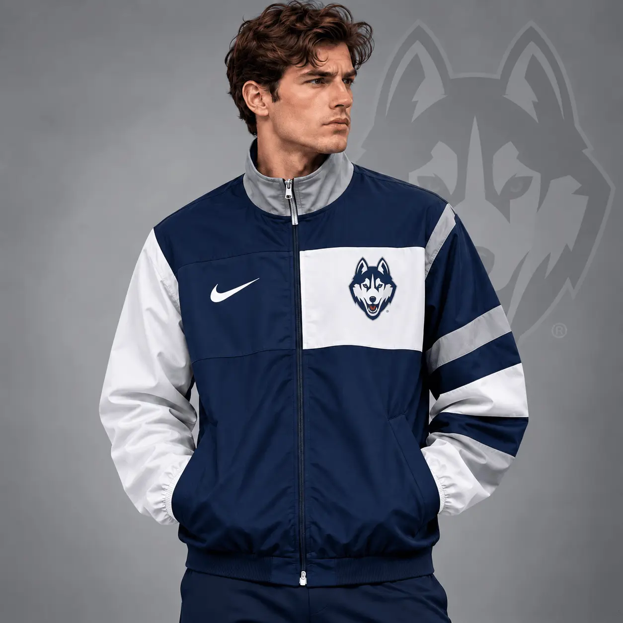 Uconn Huskies | Premium NCAA Classic Sideline Colorblock Full Zip Jacket NDN