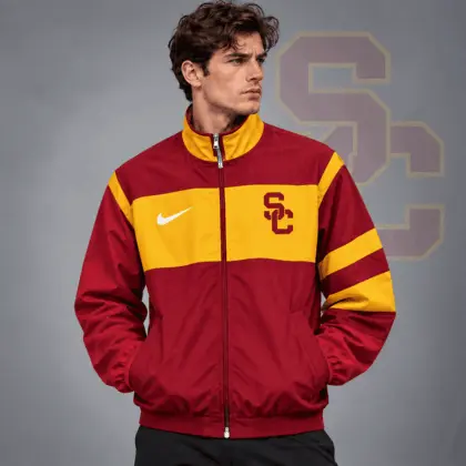 Usc Trojans | Premium NCAA Classic Sideline Colorblock Full Zip Jacket NDN
